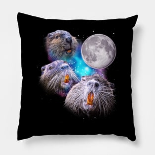 Three Beavers Howl at the Moon Pillow