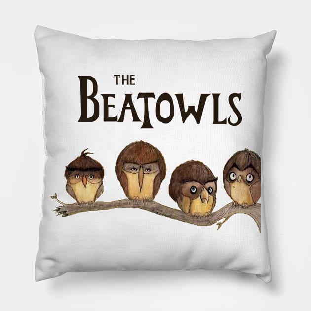 The Beatowls Pillow by Hooty Hoo