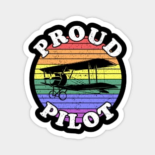 Retro LGBT Proud Pilot BiPlane Magnet