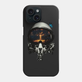 Glitch Art Atomic bomb in fighter pilot's helmet Phone Case