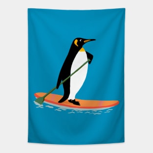 Penguin Paddleboarding Tapestry