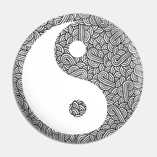 Black and white swirls doodles Yin Yang Pin