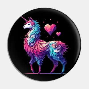 Trendy doodle rainbow llamacorn unicorn llama of love Pin