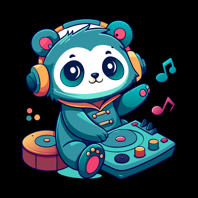cute panda playing dj music by Shapwac12