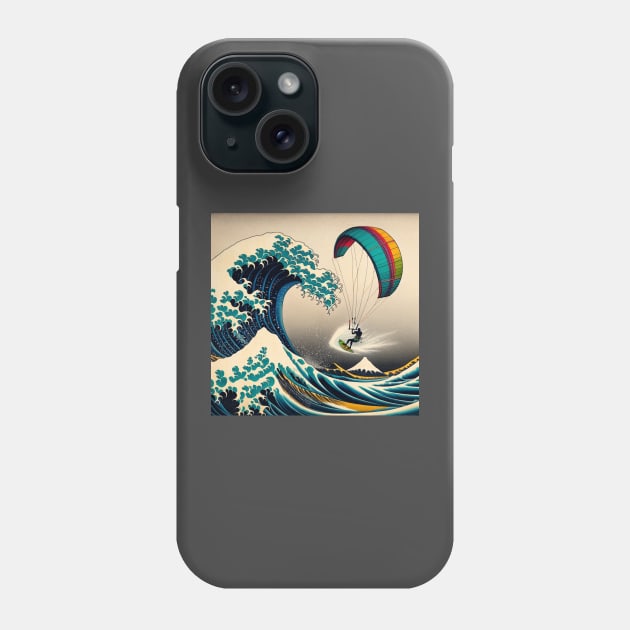 Kanagawa Kitesurfing - Wave Rider Phone Case by Edd Paint Something