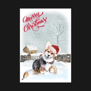 Welsh Pembroke Corgi Merry Christmas Santa Dog T-Shirt