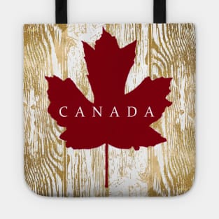 Canada Red Maple Leaf on Gold Wood Tote