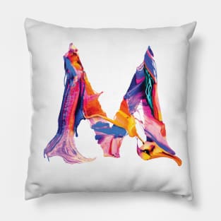 Colorful Painted Initial Letter M Pillow