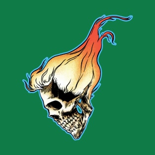 Flaming Hair-Skull T-Shirt