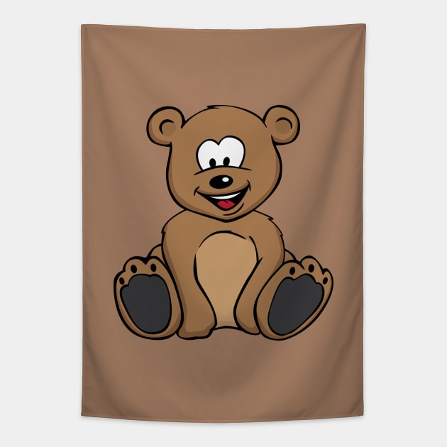 Cute Teddy Bear Cartoon Tapestry by hobrath