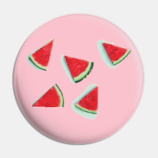 Watermelon Delight: Blue and Red Watermelon T-Shirt Pin