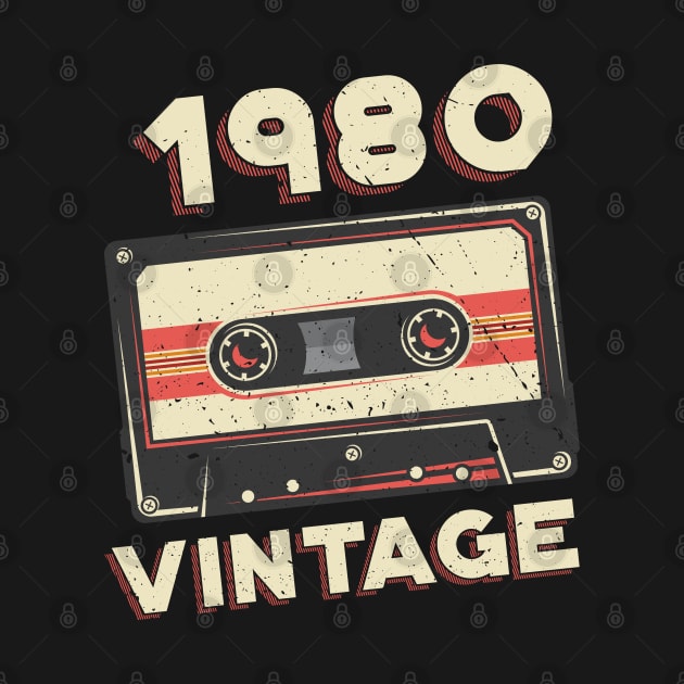 Vintage 1980 Retro Cassette Tape 40th Birthday by aneisha