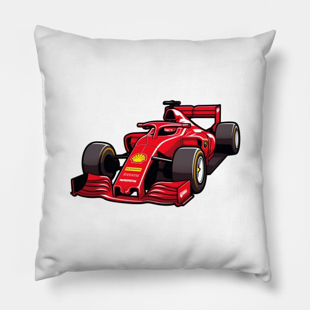 Red Formula 1 Car Pillow by Artifyio