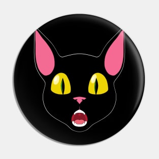 Black Cat Surprised Pin