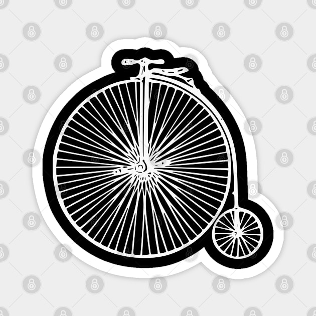 White Retro High Wheel Bicycle Magnet by Vintage Boutique