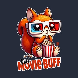 Mini Movie Buff Graphic Tee for Kids | Cartoon Squirrel Dark T-Shirt