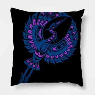 PNW blue heron, in teal and purple Pillow