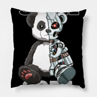 Cute Panda Bear Scary Robot Cybernetic Animal Lover Pillow