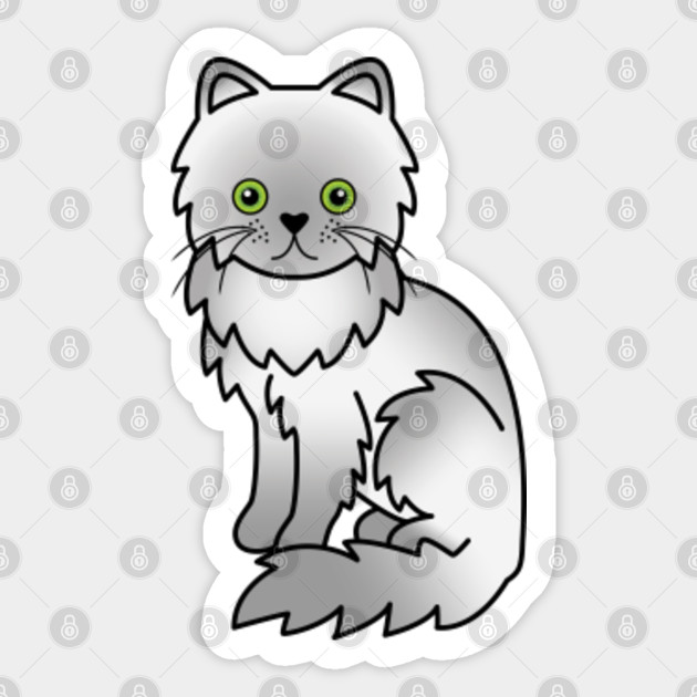 Gray Persian Cat Cute Cartoon Illustration Gray Persian Cat Sticker Teepublic