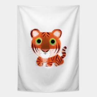 Baby Tiger White Tapestry