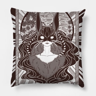 Moon Bunny Illustration Pillow