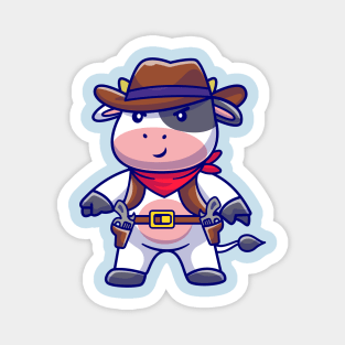 Cute Cow Cowboy Cartoon Magnet