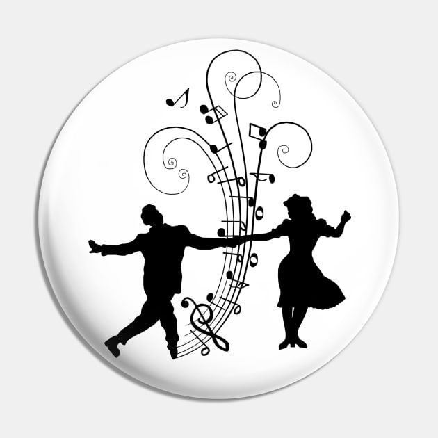 1940s Swing Dancers Music Silhouettes Pin by Art by Deborah Camp