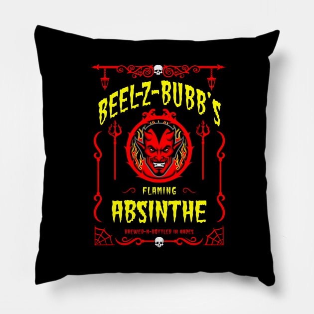 ABSINTHE MONSTERS 7 (BEEL-Z-BUBB) Pillow by GardenOfNightmares