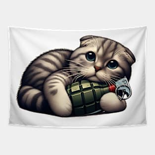 Cat and Grenade Tapestry