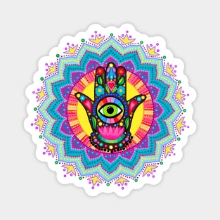 Colourful Lucky Hamsa Hand Mandala Magnet