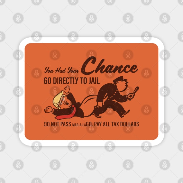 Lock Him Up - Monopoly Chance Card for Anti-Trump Magnet by ChattanoogaTshirt