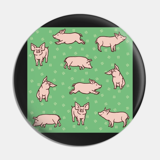 Green Grassland Pigs Pin by myweirdbrain