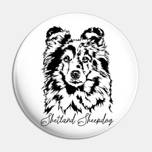 Funny Proud Sheltie Shetland Sheepdog dog portrait Pin