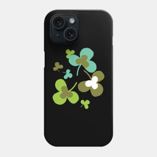 Happy Green Clover Leaves Silhouette Art II Phone Case