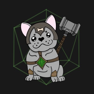 D20 Frenchie Fighter | Barbarian | French Bulldog | Fantasy Art | DND Dogs T-Shirt