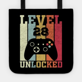 Level 28 Unlocked Funny Video Gamer 28th Birthday Gift Tote