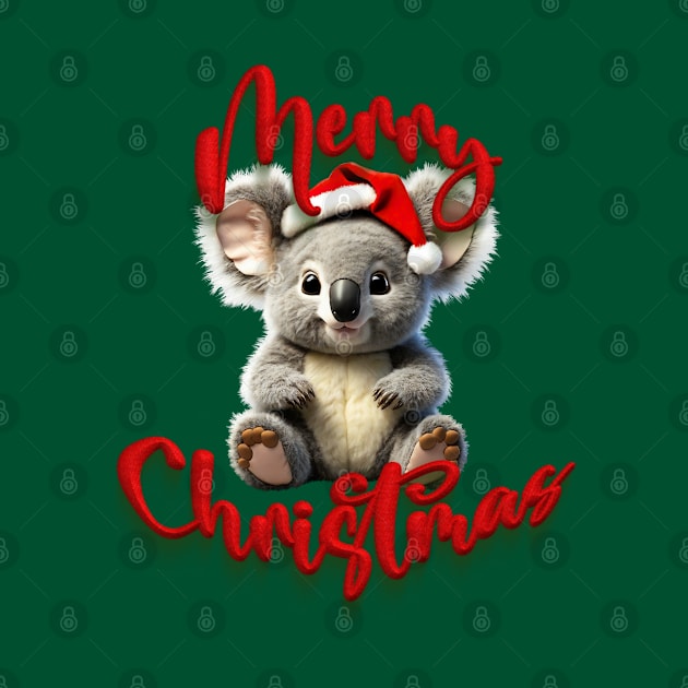 Merry Christmas Koala with A Xmas Santa Hat from Australia by Amanda Lucas