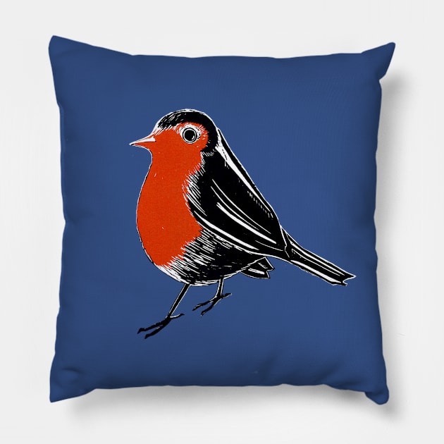 Christmas Robin Holiday design Pillow by Maddybennettart