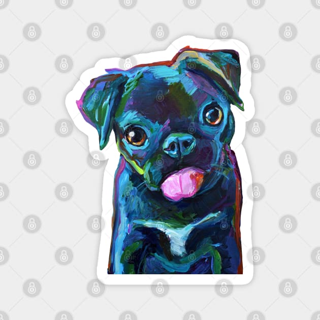 CUTE BLACK PUG PUPPY Magnet by RobertPhelpsArt