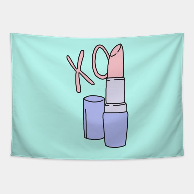 Lipstick xo kisses tumblr girly makeup print Tapestry by bigkidult