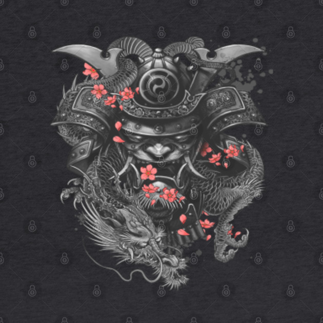 Samurai Bushido Oni Mask Japanese Warrior Tattoo Gift Samurai Sudadera Con Gorro Teepublic Mx