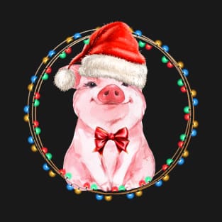 Sweet Pig with Santa Hat Pig Lover Christmas Gift T-Shirt