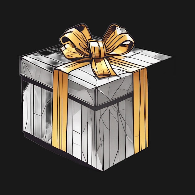 Elegant Silver Gift Box with Golden Ribbon No. 1015 by cornelliusy