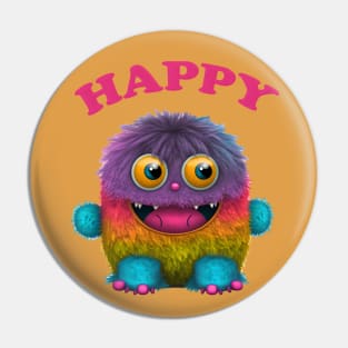 Happy Furry Monster Pin