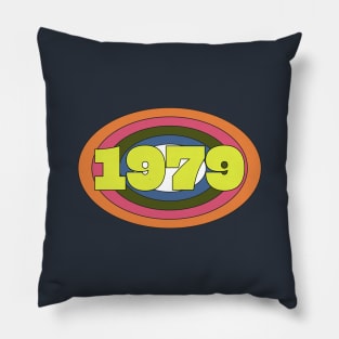 Yellow Year 1979 Rainbow Ellipse Vintage Typography Pillow