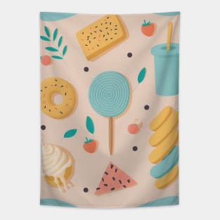 Sugary Sweet Treats - Pastel Colored Pattern Tapestry