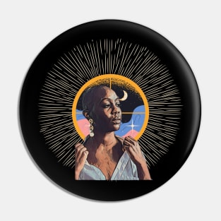 Black Woman half-moon fireworks Pin