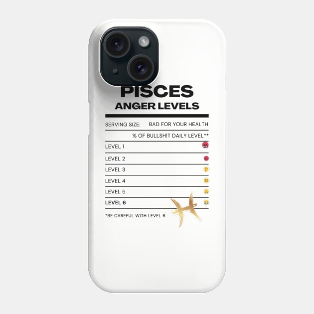 PISCES ANGER LEVELS Phone Case by Veritè Kulture Vulture T-Shirts & Apparel