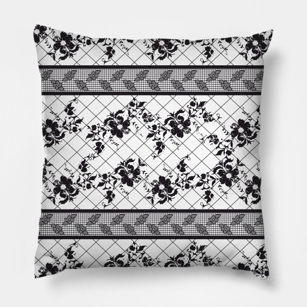 Black Lace Pattern Pillow by ilhnklv