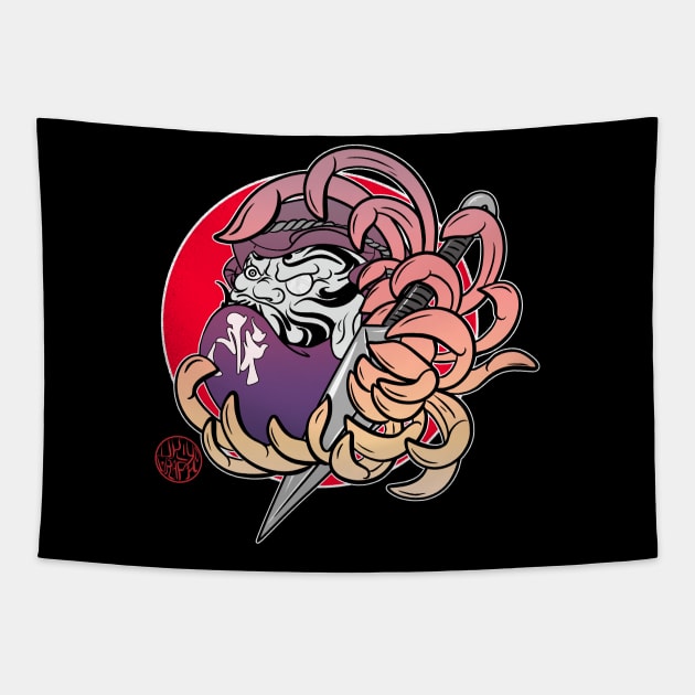 Daruma in a chrysanthemum Tapestry by Ukiyograph